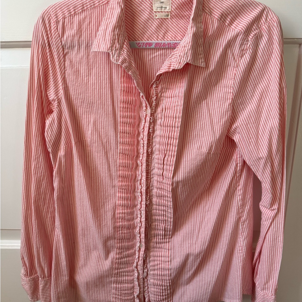 Pink Striped Button-Up Shirt